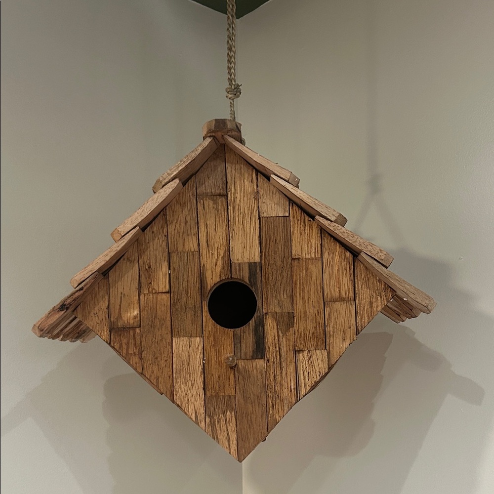 NWT Rustic Brown Wooden 25” Hanging Birdhouse